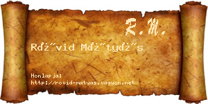 Rövid Mátyás névjegykártya